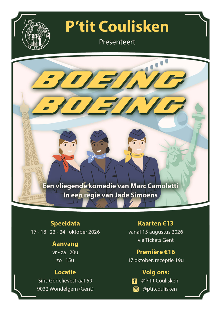 De flyer van onze eerste productie: Boeing Boeing